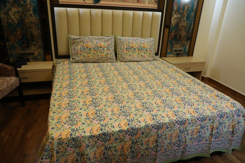 Hand Block Printed Bed Cover  - A Garden Made by Hands