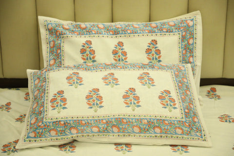 Hand Block Printed Bed Cover- mid-size floral boota