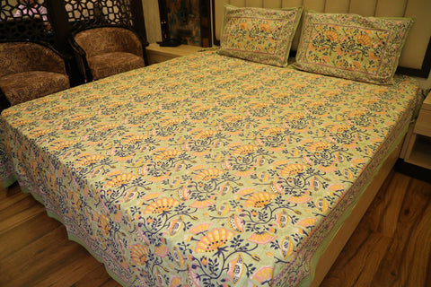 Hand Block Printed Bed Cover  - A Garden Made by Hands