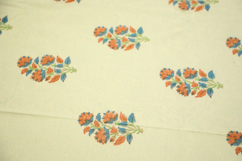 Hand Block Printed Bed Cover- mid-size floral boota