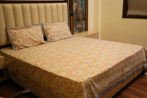 Hand Block Printed Floral Cotton Bed Cover