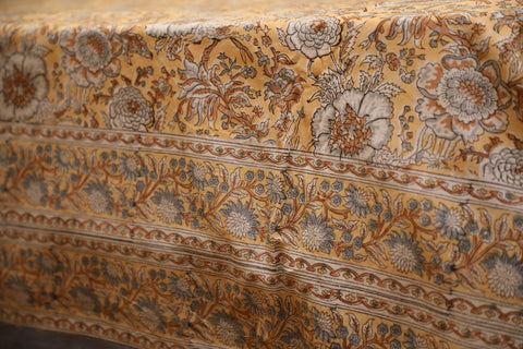 Hand Block Printed Floral Cotton Bed Cover